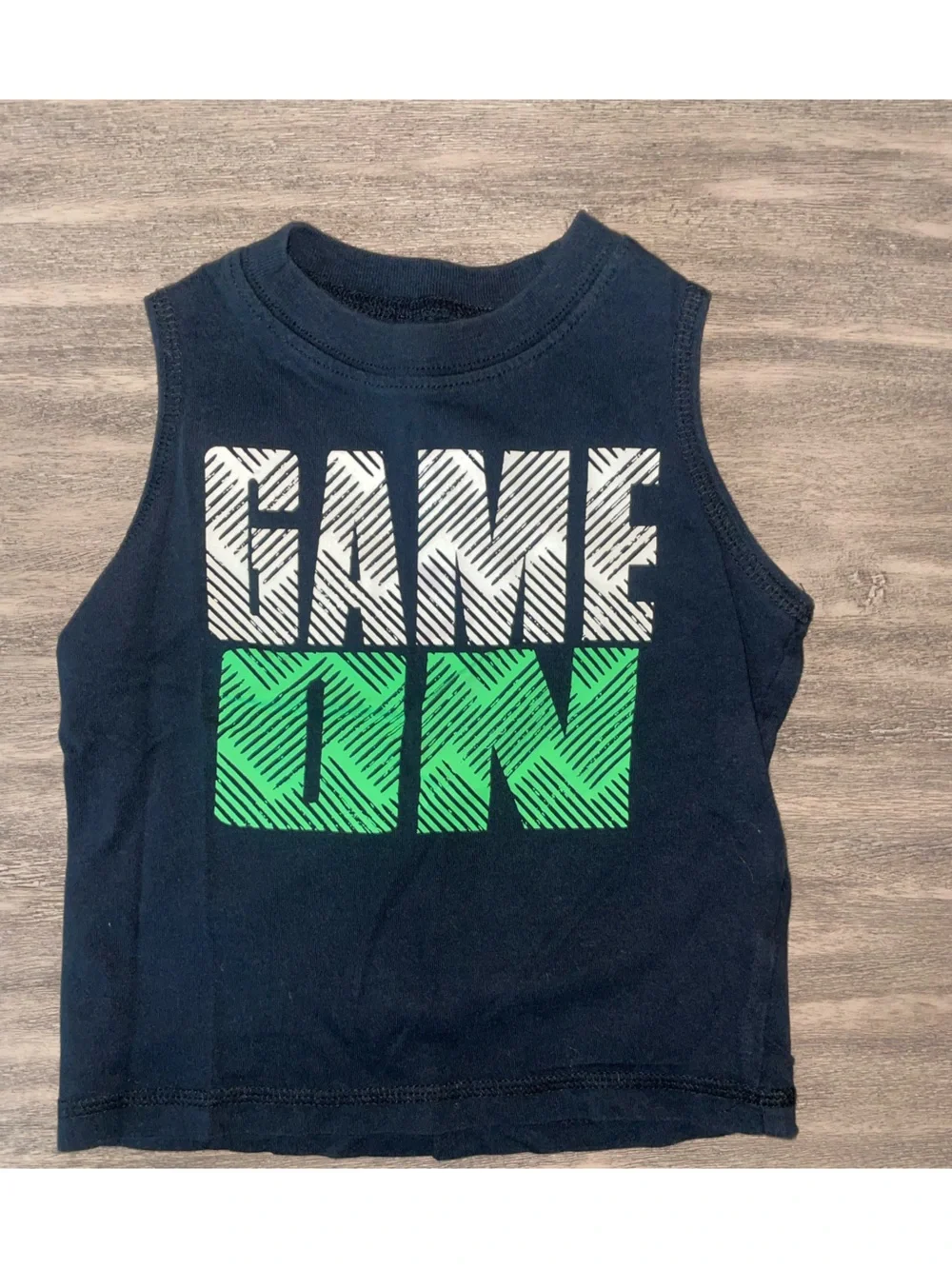 Carter's Navy Tank Top with White & Green 'GAME ON' Graphic